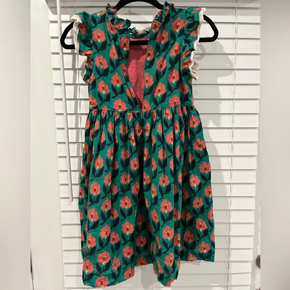 Pink Chicken Green and Pink Floral Kids Dress - Picture 3 of 5